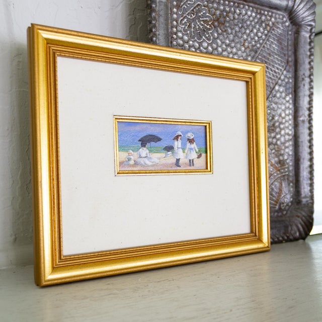 1990s Miniature Framed Seaside Painting by Georgia Artist Sallie Carlson For Sale - Image 5 of 11
