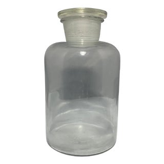 Vintage Millville Apothecary Jar: Large Glass Stopper Bottle, c. 1903-1930 For Sale