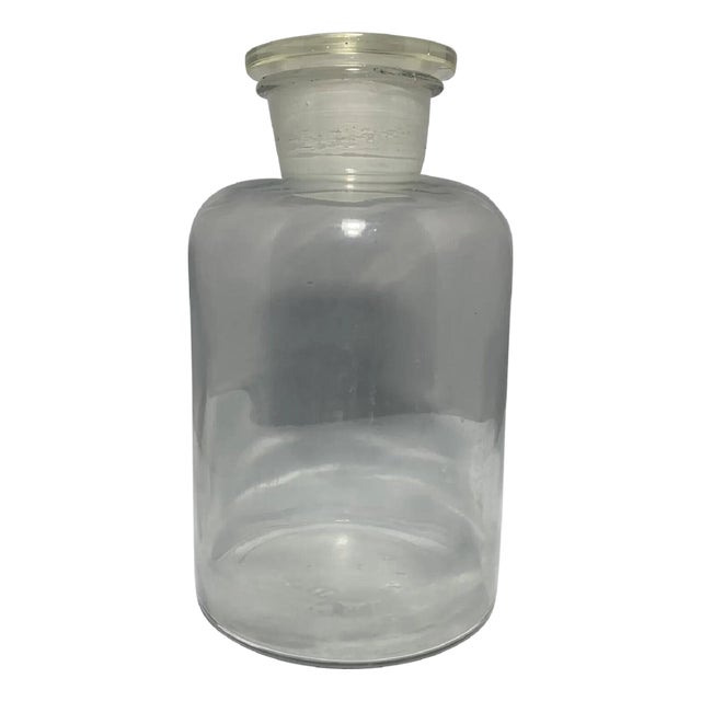 Vintage Millville Apothecary Jar: Large Glass Stopper Bottle, c. 1903-1930 For Sale