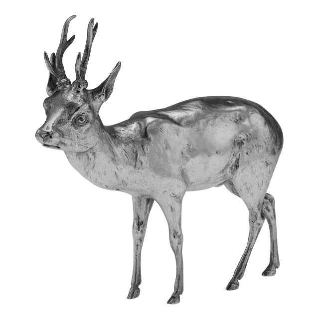 20th Century German Silver Statues of a Reindeer, Hanau, 1920s For Sale