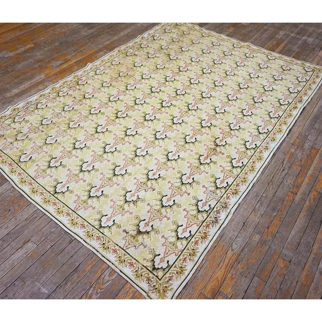 19th Century French Needlepoint Carpet ( 8' x 10'2" - 244 x 310 ) Antique Needlepoint French Allover Flat Weave Rug, Circa...