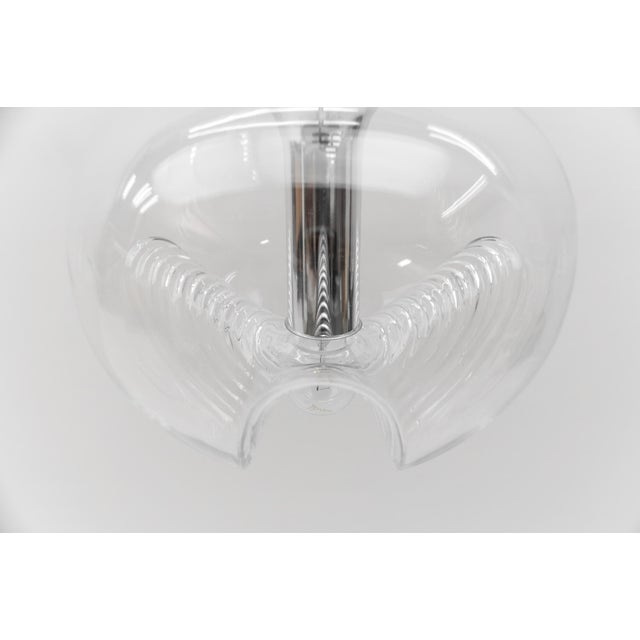 1960s Clear Glass Wave Pendant Lamp by Koch & Lowy for Peill & Putzler, 1960s For Sale - Image 5 of 9