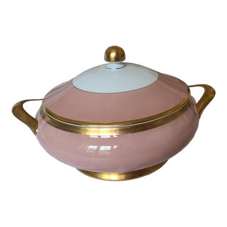 Late 20th Century Fitz & Floyd "Versailles" Dusty Rose Round Covered Vegetable For Sale