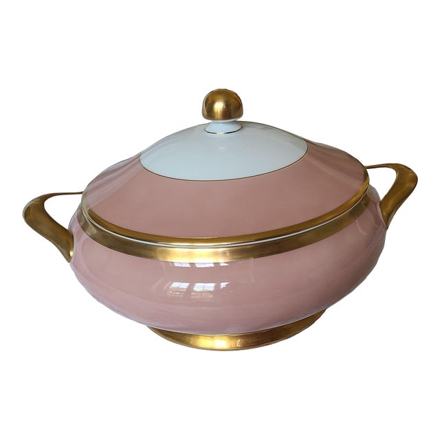 Late 20th Century Fitz & Floyd "Versailles" Dusty Rose Round Covered Vegetable For Sale