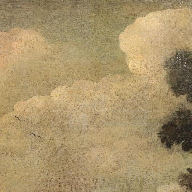 Landscape with Building and Figures, Oil on Canvas For Sale - Image 8 of 12