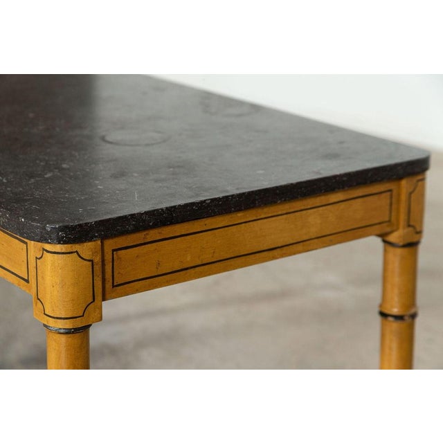 19th Century English Faux Bamboo, Marble & Painted Beech Coffee Table, 1850s For Sale - Image 13 of 17