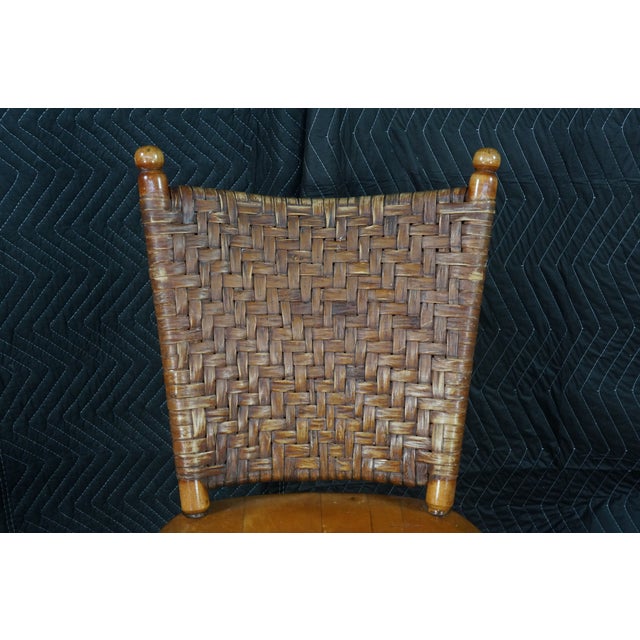 4 Vintage Old Hickory Arts & Crafts Rustic Oak Herringbone Dining Side Chairs For Sale - Image 11 of 18