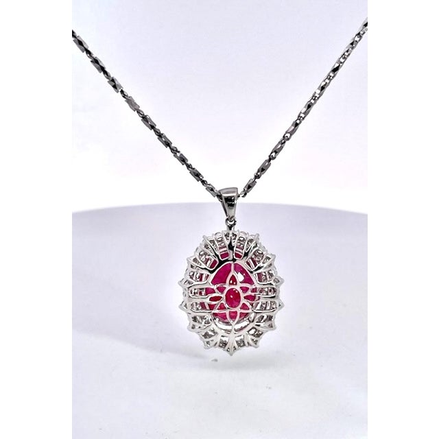 Huge Ruby Faceted 17.59 Carats W/ 2.21 Diamond Surround For Sale - Image 11 of 12
