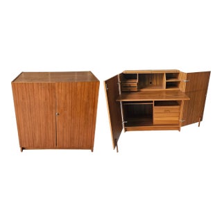 Danish Modern Mummenthaler & Meier Style Teak Secretary Desk Cabinet For Sale