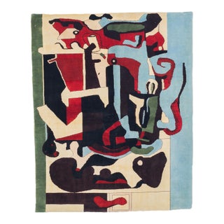French Mid Century Wool Rug 5'0" X 6'2'' For Sale