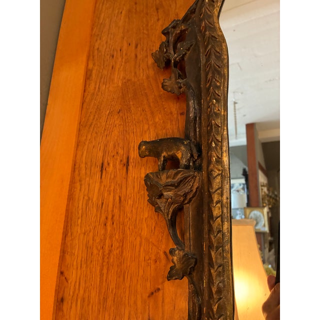 Wood Antique Italian Hand-Carved Gilt Wood Mirror in the Baroque Style For Sale - Image 7 of 12
