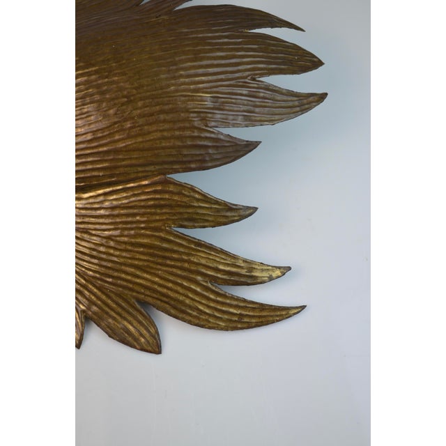 Metal Mid-Century Modern Plane Tree Leaf Wall Sconce in Gilt Brass, 1950s For Sale - Image 7 of 10