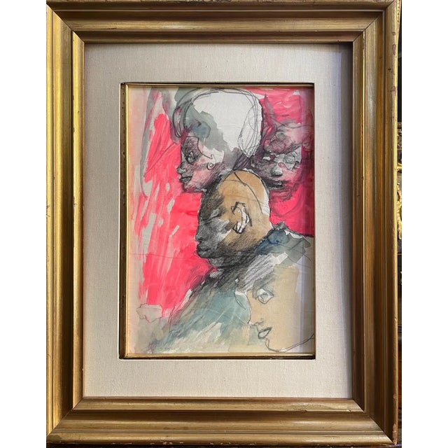 Mino Maccari, Figure Study, 20th Century, Watercolor, Framed For Sale