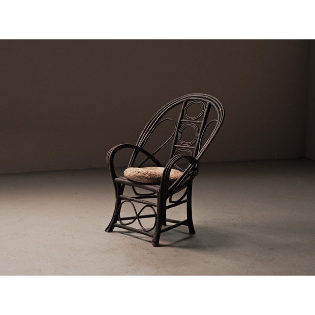 Rustic Antique French Folk-Art Hazel Branch Armchair, 1890s For Sale - Image 3 of 18