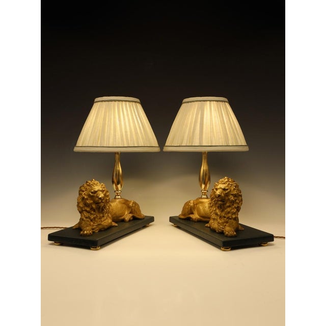 Gilt Bronze Lion Table Lamps attributed to Henri Picard, Paris, 1860s, Set of 2 For Sale - Image 4 of 18