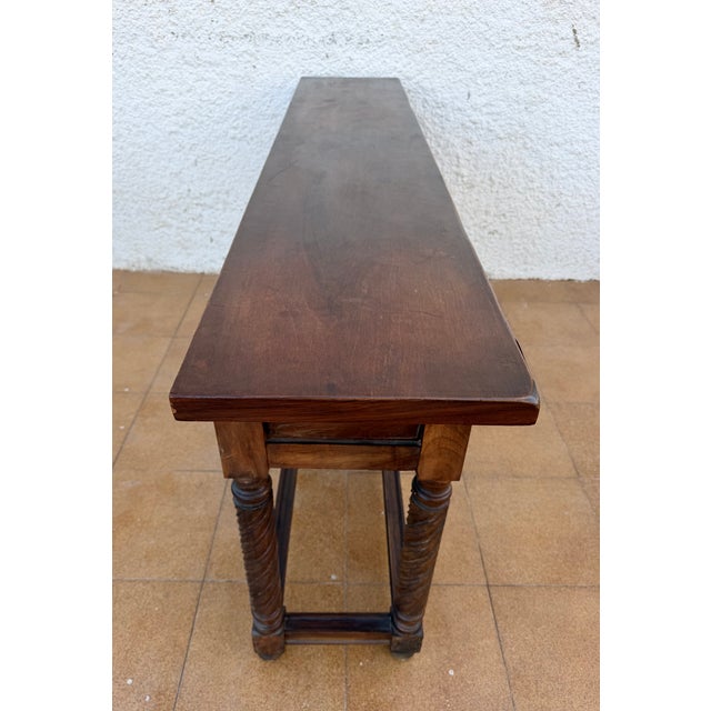 Brown Early 20th Century Spanish Baroque Style Hardwood Console Table, 1930s For Sale - Image 8 of 12