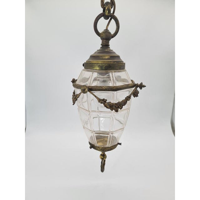 Vintage Brass and Beveled Glass Pendant Lamp, 1960s For Sale - Image 12 of 13