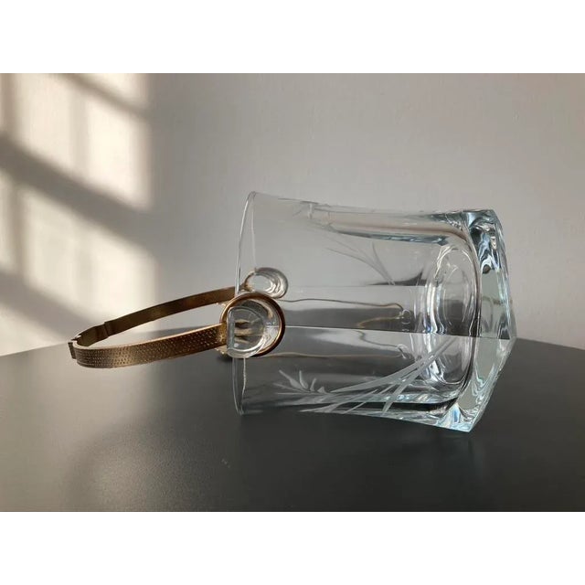 Metal Italian Hexagonal Art Glass Drinks Bar Ice Bucket With Tongs, Circa 1960s Italy For Sale - Image 7 of 12