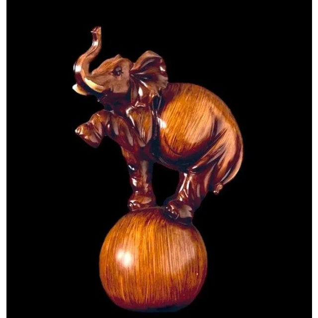 1950s Wooden Elephant on Ball Sculpture For Sale - Image 4 of 11