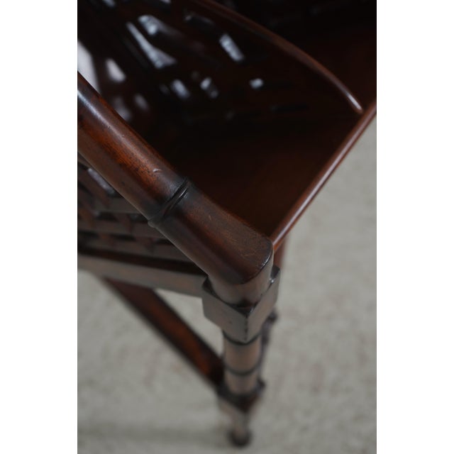 1980s Maitland Smith Mahogany Faux Bamboo Book Trough Magazine Rack For Sale - Image 5 of 15