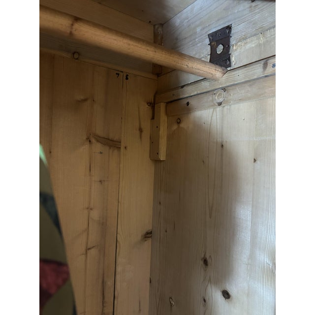 Large Vintage Painted Pine Wardrobe with Chinoiserie Panels, 1940s For Sale - Image 10 of 11