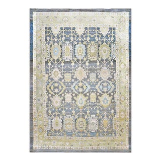 21st Century Turkish Oushak Wool 14x20 Charcoal, Green & Ivory Handmade Oversized Area Rug #1144091 For Sale