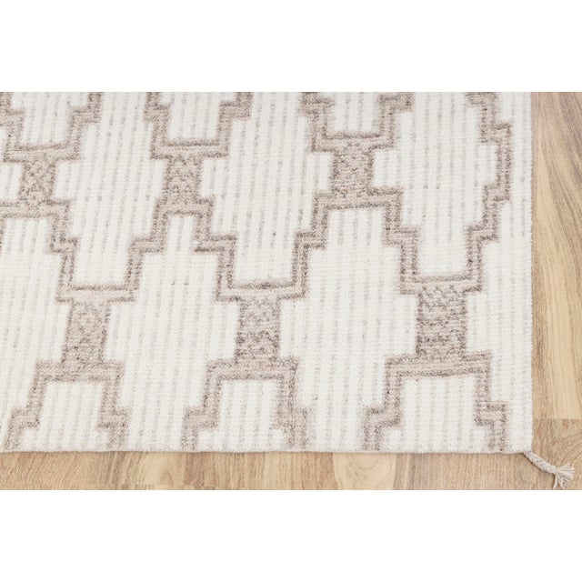 Ivory White Wool Boho Inspired Hand Made Rug 8x10 For Sale - Image 17 of 18
