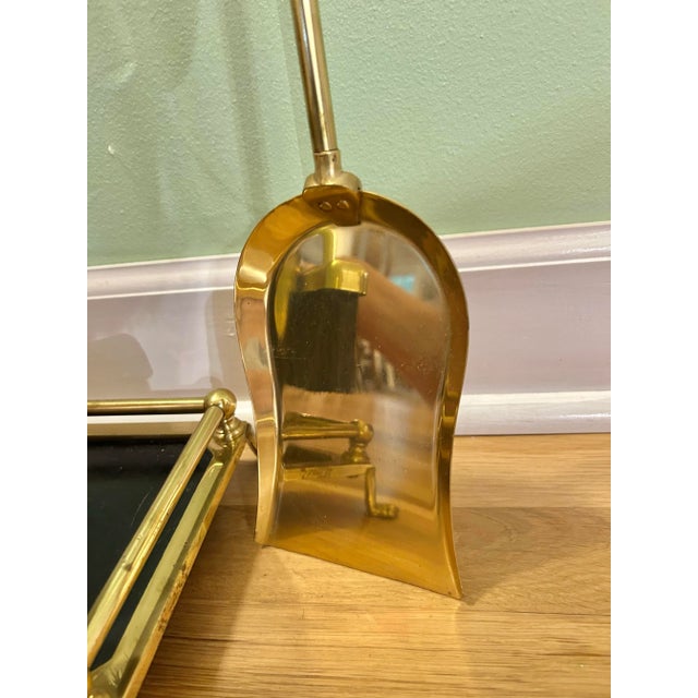 1970’s Colonial Revival Brass Fireplace Tools With Paw Foot Gallery Stand For Sale - Image 9 of 12