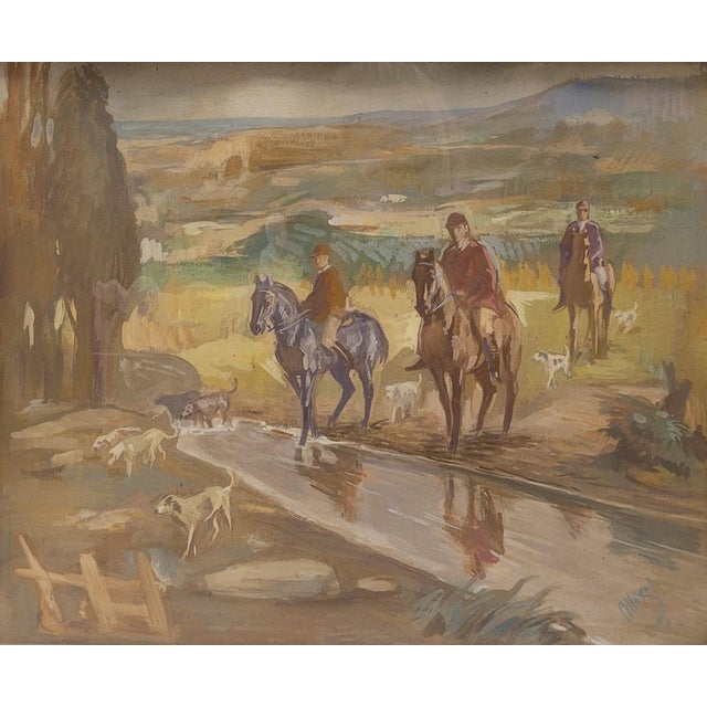 Tempera on cardboard, "Hunting Day", Pedro Mozos (1915-1982) - Madrilenian School Spectacular tempera on cardboard signed...