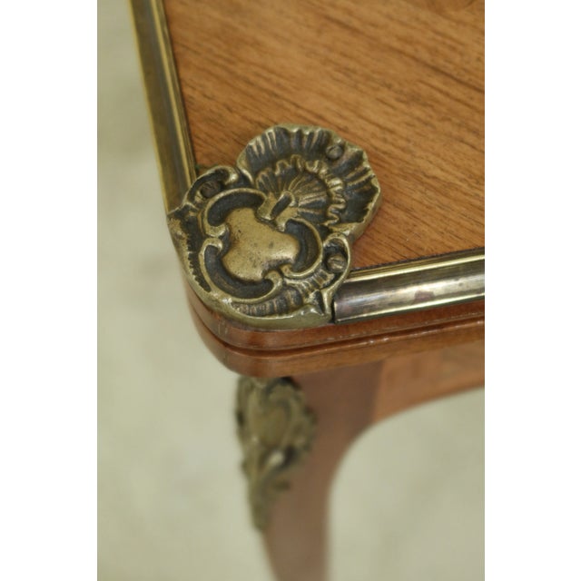 French Louis XV Style Highly Inlaid Flip Top Games Table For Sale - Image 4 of 13