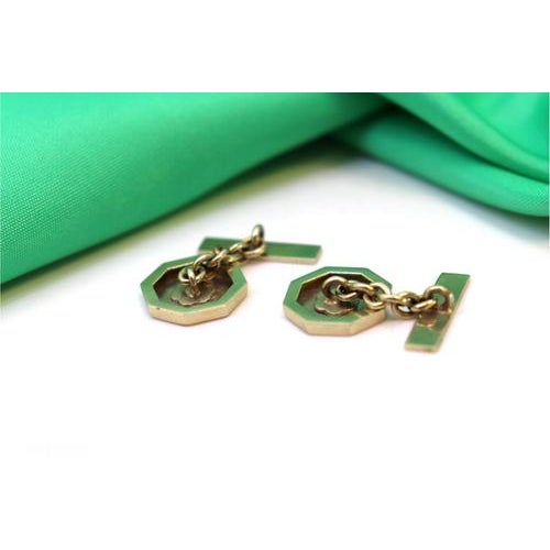 Octagonal Shaped White Gold Cufflinks with Brushed Reliefs, Set of 2 For Sale - Image 6 of 7