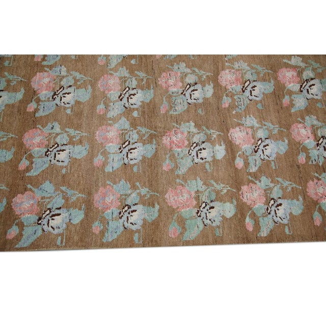 Early 21st Century Oriental Hand Knotted Rug Turkish Vintage Oushak 3'10" x 9'1" For Sale - Image 5 of 8