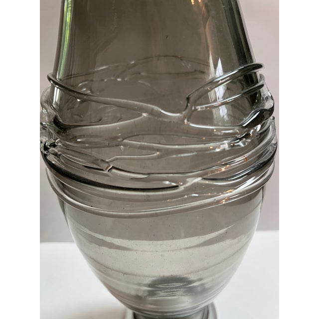 Art Fused Glass Vase in Smoked Gray, Romania For Sale - Image 6 of 10