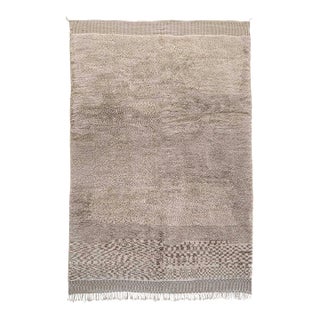 Serene Textured Abstract Hand-Knotted Moroccan Wool Rug | 10'8" X 7'3" | One of a Kind For Sale