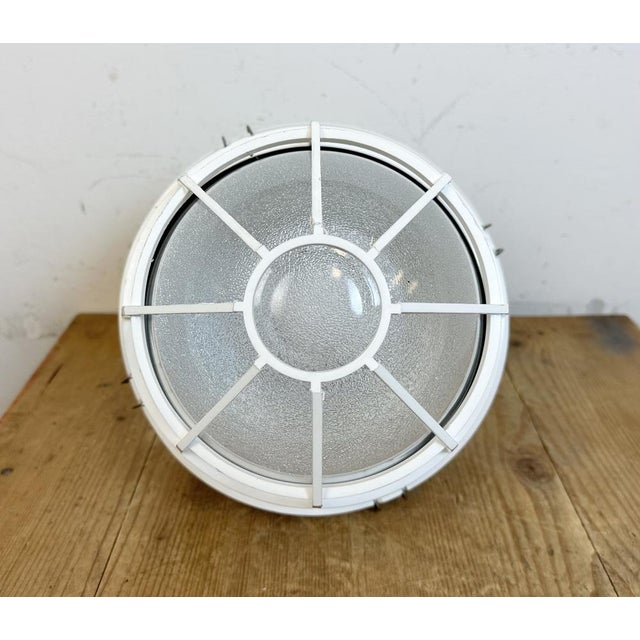 Industrial White Factory Light with Plastic Grid from Elektrosvit, 1990s For Sale - Image 14 of 17
