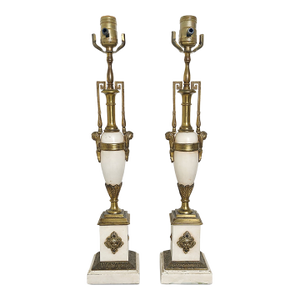 Pair of 1940s Neoclassical Candlestick Buffet Lamps