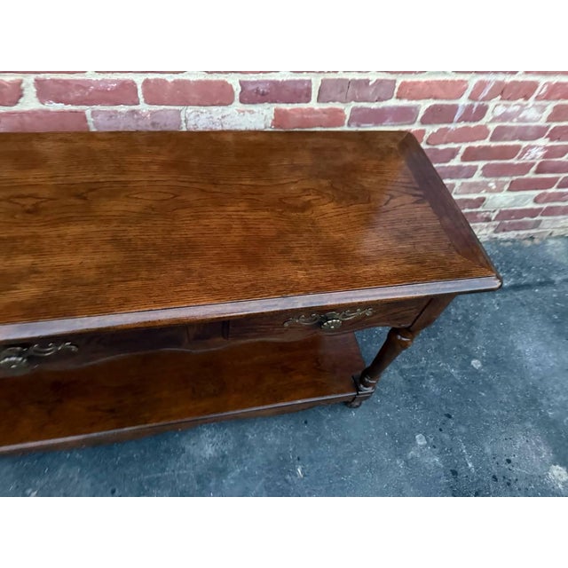 Hickory Manufacturing Company Vintage French Country Style Oak 2 Tier Sofa Console Table by Hickory For Sale - Image 4 of 15