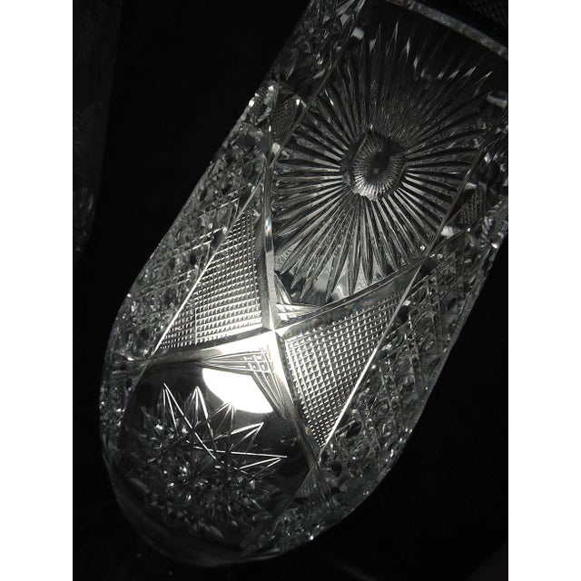 Mid 20th Century Large ''Star & Moon' Cut Crystal Glass Wired Large Table Lamps / Lanterns - A Pair 19.5" For Sale - Image 5 of 8