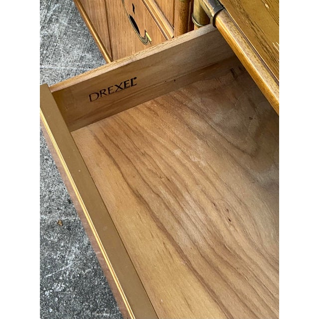 Vintage Drexel Campaign Nightstands - A Pair For Sale - Image 4 of 12