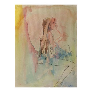 Vintage Mid 20th Century Abstract Female Nude Painting For Sale