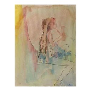 Vintage Mid 20th Century Abstract Female Nude Painting