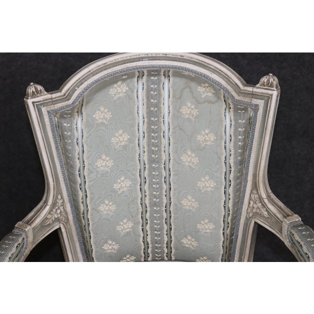 Pair of Antique Louis XVI Style Paint Decorated Arm Chairs by Maison Jansen For Sale - Image 9 of 17