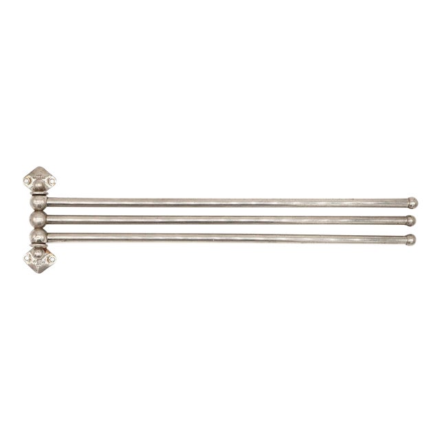 Antique Nickel Triple Towel Bar With Swing Out Arms For Sale