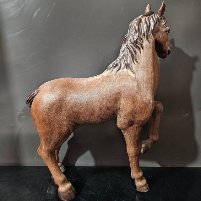 1960s Large Vintage Shiwan Pottery Horse Sculpture - 21" Tall, Chinese Ceramic Figure For Sale - Image 5 of 9