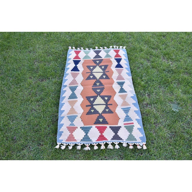 Turkish Traditional Handwoven Anatolian Nomadic Traditional Style Oushak Kilim Rug Size: 2.2 x 3.7 ft ( 67 x 113 cm) 26 x...