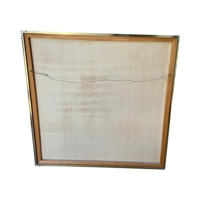 1960s Vintage Mid Century Postmodern 1970s Large Leopard Oil Painting Brass Frame Cat For Sale - Image 5 of 9