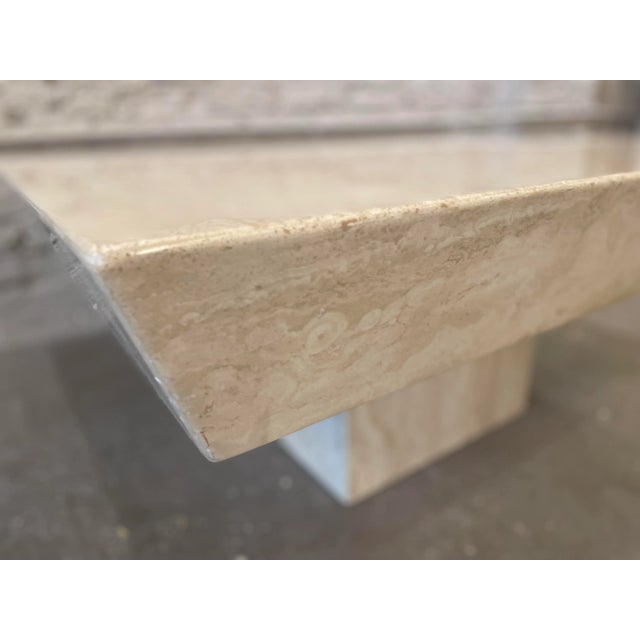 Vintage Travertine Coffee Table With Angled Edge 1980s For Sale - Image 9 of 12