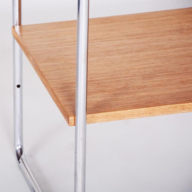 Silver Small 20th Century Bauhaus Chrome and Oakwood Table, Czech, 1930s For Sale - Image 8 of 10