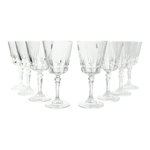 1980s Cristal D’Arques “Chantelle” 8 Crystal Wine Glasses