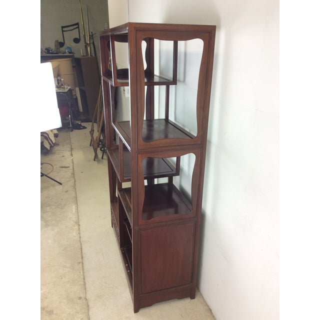 Vintage Asian Inspired Bookcase With Single Drawer and Small Cabinet For Sale - Image 11 of 12